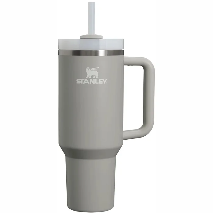 Termosi un termokrūzes Termokrūze ar salmiņu Stanley The Quencher H2.O FlowState Tumbler 1.18l Light Grey